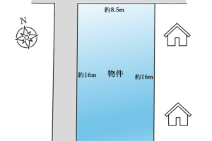 東小学校の北西方向 甲府市朝気1丁目の売地
